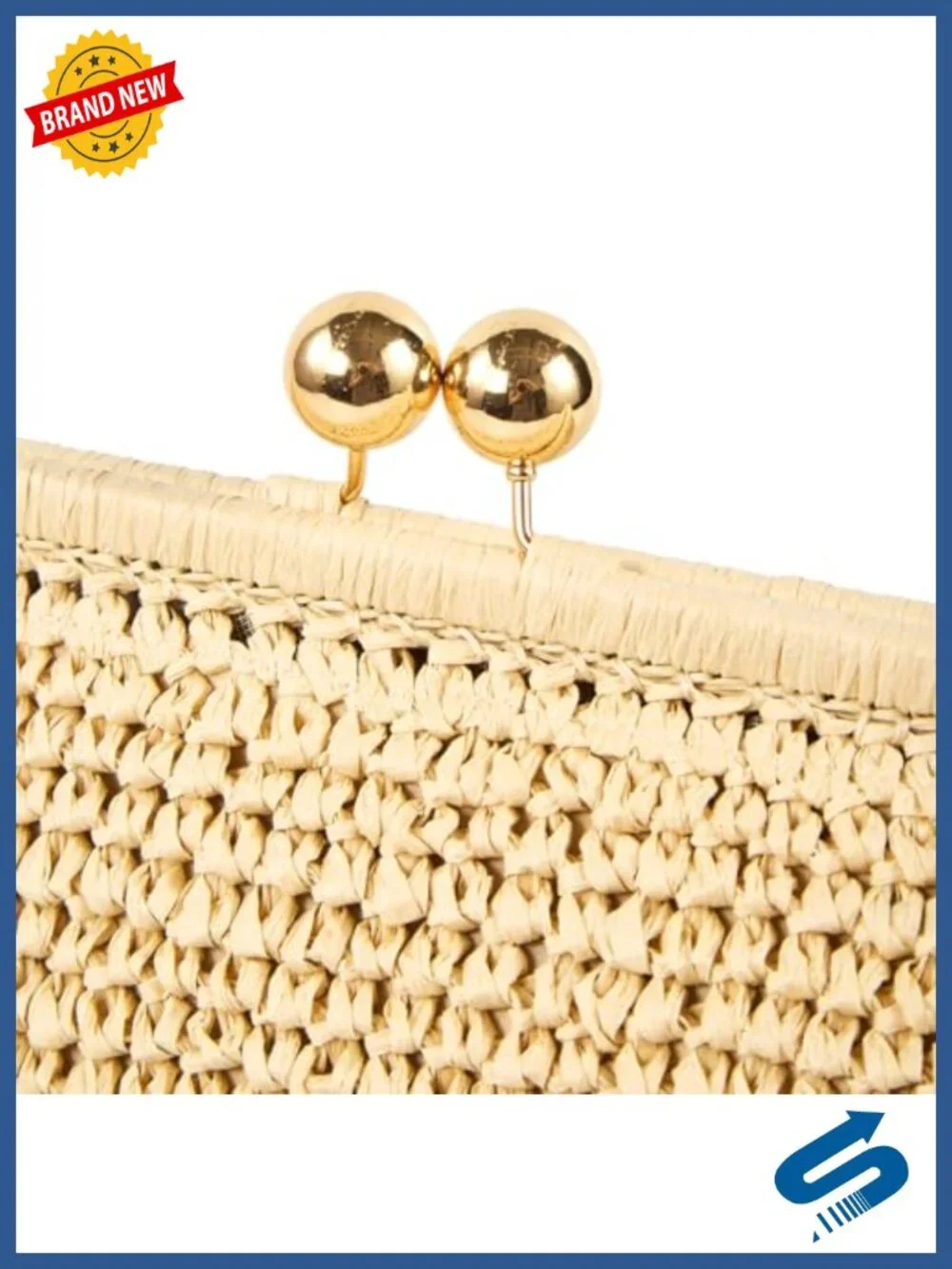 Woven Textured Crossbody Purse with Detachable Gold Chain Kiss-Lock Clutch